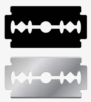 手绘黑白剃刀刀片免抠