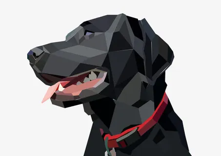 几何拼图黑狗免抠