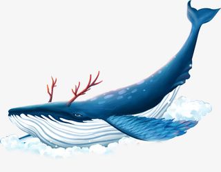 小清新长鹿角的大鲸鱼免抠