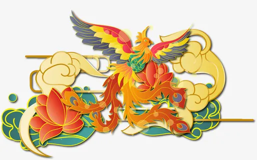 国潮手绘凤凰免抠 国潮手绘凤凰免抠