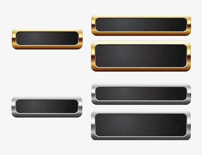 金属质感外框条形按钮装饰图案免抠
