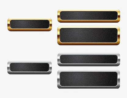 金属质感外框条形按钮装饰图案免抠
