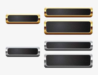 金属质感外框条形按钮装饰图案免抠