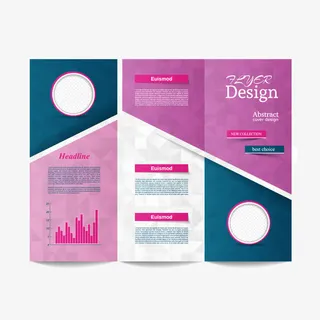 紫色三折页矢量素材免抠