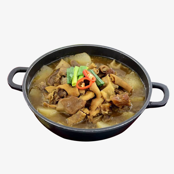 铁锅炖菜类美食牛杂煲免抠