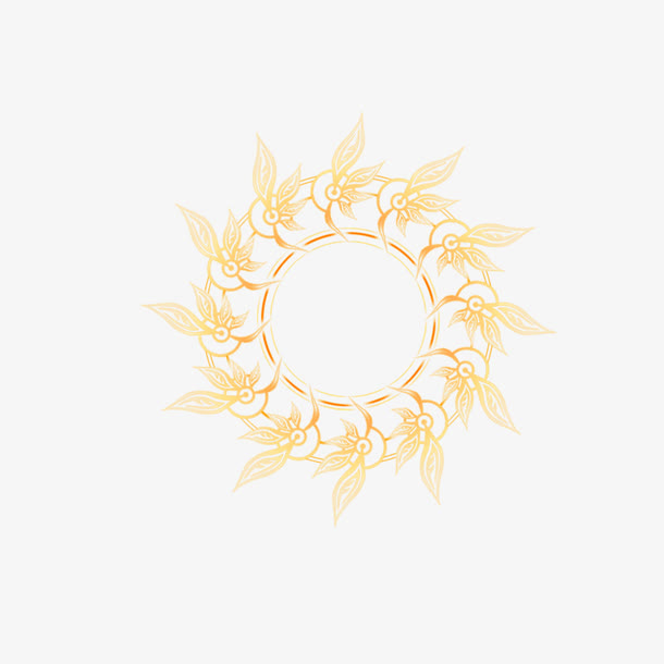 金色金属发光花纹边框免抠