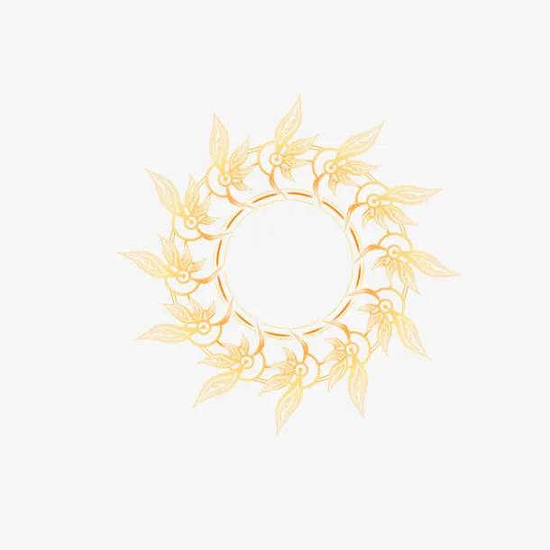 金色金属发光花纹边框免抠