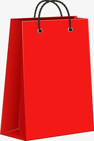 简约红色手提袋免抠