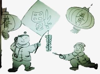 春节两小儿童放鞭炮免抠