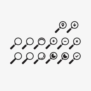 矢量黑色卡通放大镜图标免抠图标元素