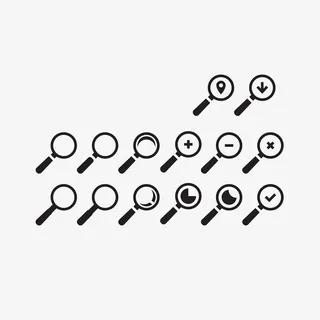 矢量黑色卡通放大镜图标免抠图标元素