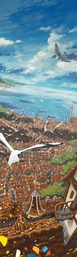 水墨晴天大屏壁纸免抠