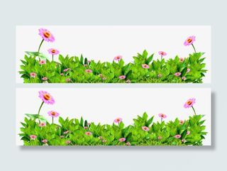 粉色花朵花丛装饰边框纹理免抠