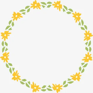 黄色美丽春季花圈免抠