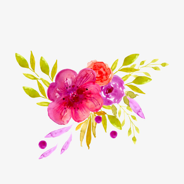 清新春天草本花朵设计图免抠