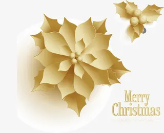 金色圣诞节装饰花免抠