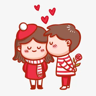 卡通情侣亲吻素材免抠