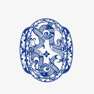 青花 花纹 古典纹样 蓝色 云免抠