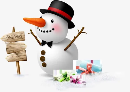 高清扁平卡通雪人造型免抠