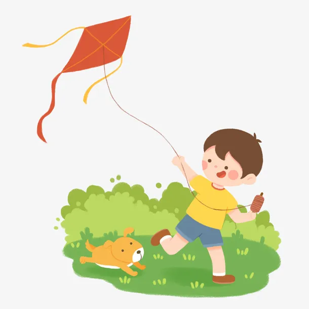 放风筝的小男孩免抠
