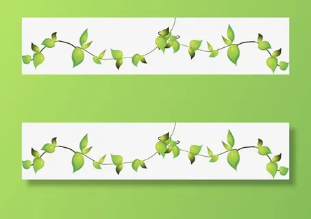 绿色清爽卡通树叶装饰春天免抠漂浮彩带元素