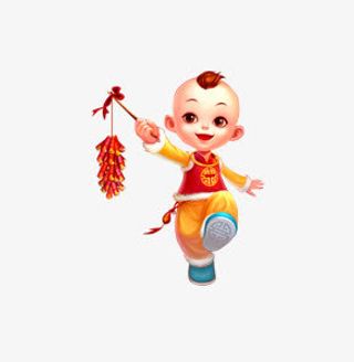 放着鞭炮的男孩免抠