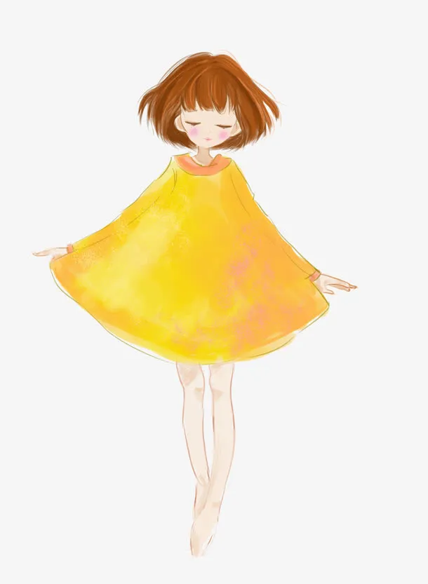 手绘女孩免抠