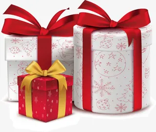 手绘白色礼盒雪花星星图案免抠