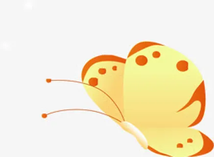 春天黄红色手绘蝴蝶免抠