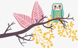 树枝上的猫头鹰免抠