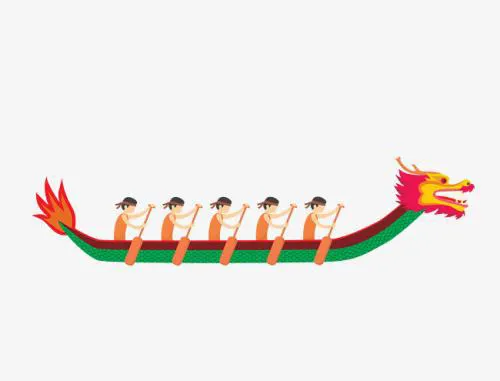 划龙舟手绘png免抠