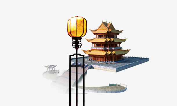 灯笼古建筑免抠