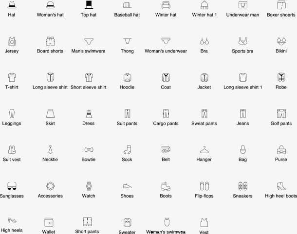 衣服饰品线型矢量图标icon免抠