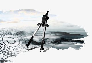 简约清新圆规企业规划装饰图案免抠