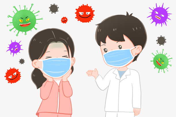医生在和疫情病人沟通卡通人物免扣免抠
