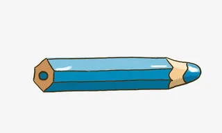 蓝色手绘画笔免抠