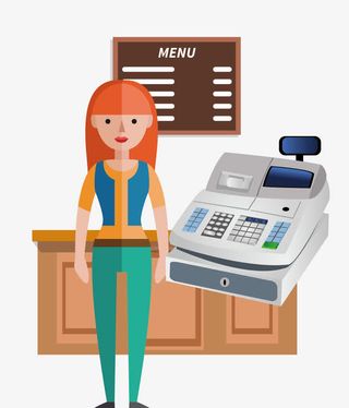 矢量卡通手绘职业女性超市售货员免抠