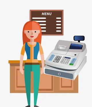 矢量卡通手绘职业女性超市售货员免抠