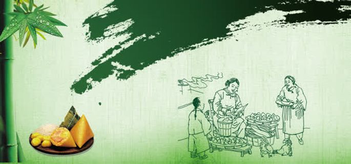 绿色端午节背景免抠