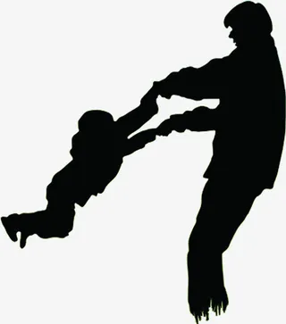 亲子手拉手玩耍剪影免抠