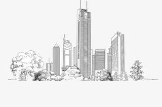 手绘广州中信大厦免抠