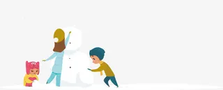 一家人堆雪人海报素材免抠