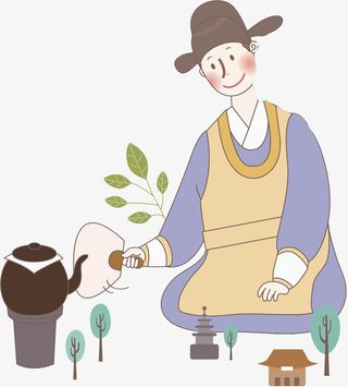 卡通熬中药的男人免抠