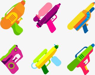 扁平化彩绘水枪免抠