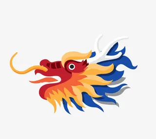 二月二龙抬头卡通装饰中国龙海报免抠