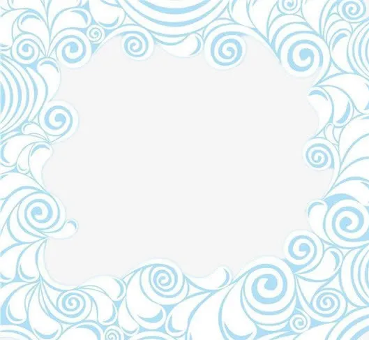 浅蓝色花纹边框免抠