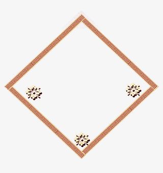 金色古风花纹边框免抠