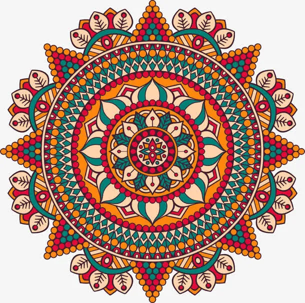 红色中国风花纹图案免抠