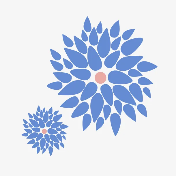 蓝色植物花朵矢量图免抠