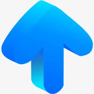 蓝色立体向上箭头图标免抠